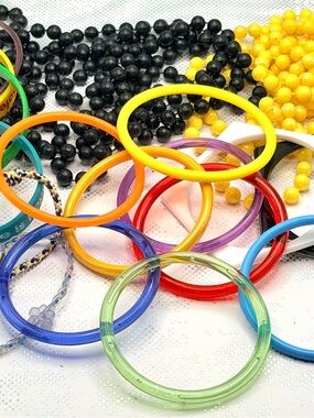 Colorful Plastic Bangle Bracelet Lot - Assorted Brights